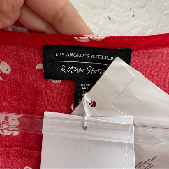 & Other Stories Cherry Print Wrap Dress Mini Sz 4 - Picture 4 of 5